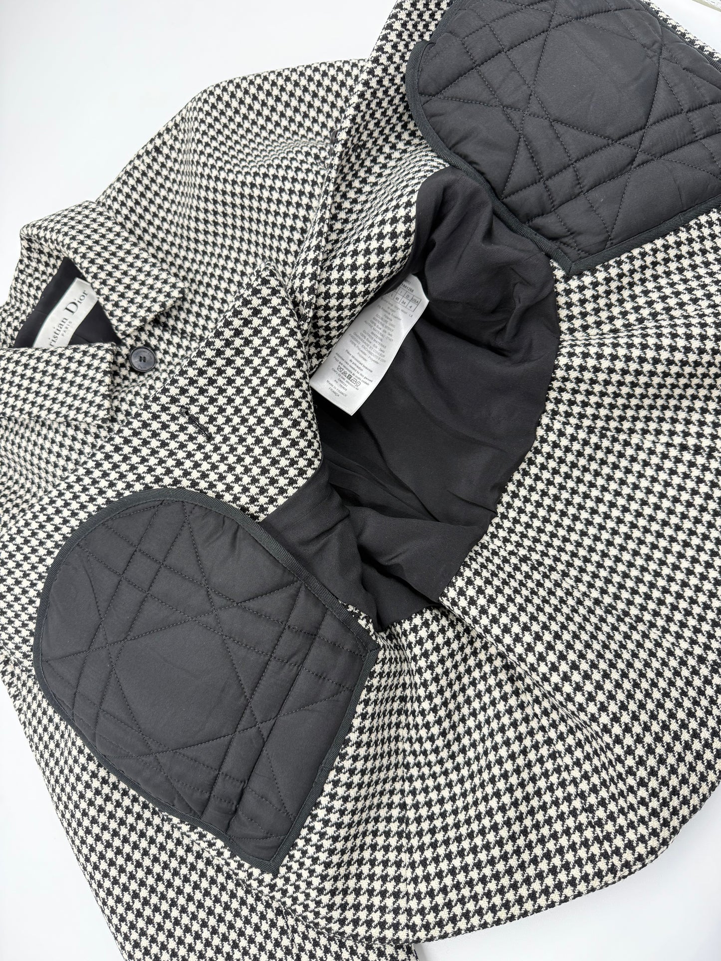 Christian Dior 2022 Houndstooth Wool Jacket — Black  White (FR 36)