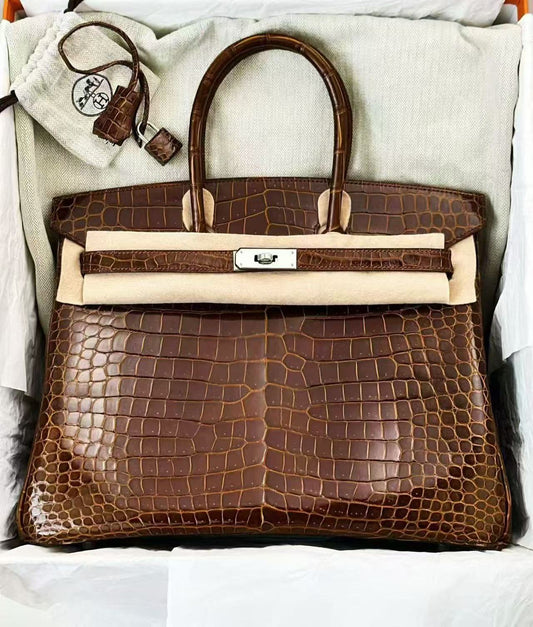 Hermes Birkin35 miel shiny porosus palladium hardware