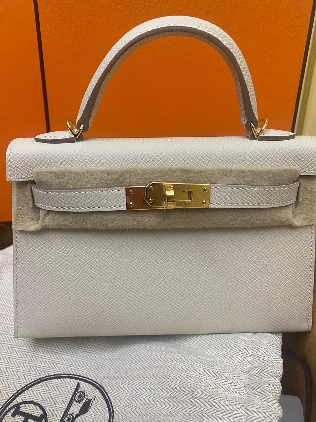 Hermes Mini Kelly Sellier Craie Epsom leather Gold hardware