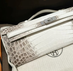 HERMÈS DIAMOND HIMALAYAN KELLY CUT MATTE CROCODILE 18K WHITE GOLD DIAMOND HARDWARE