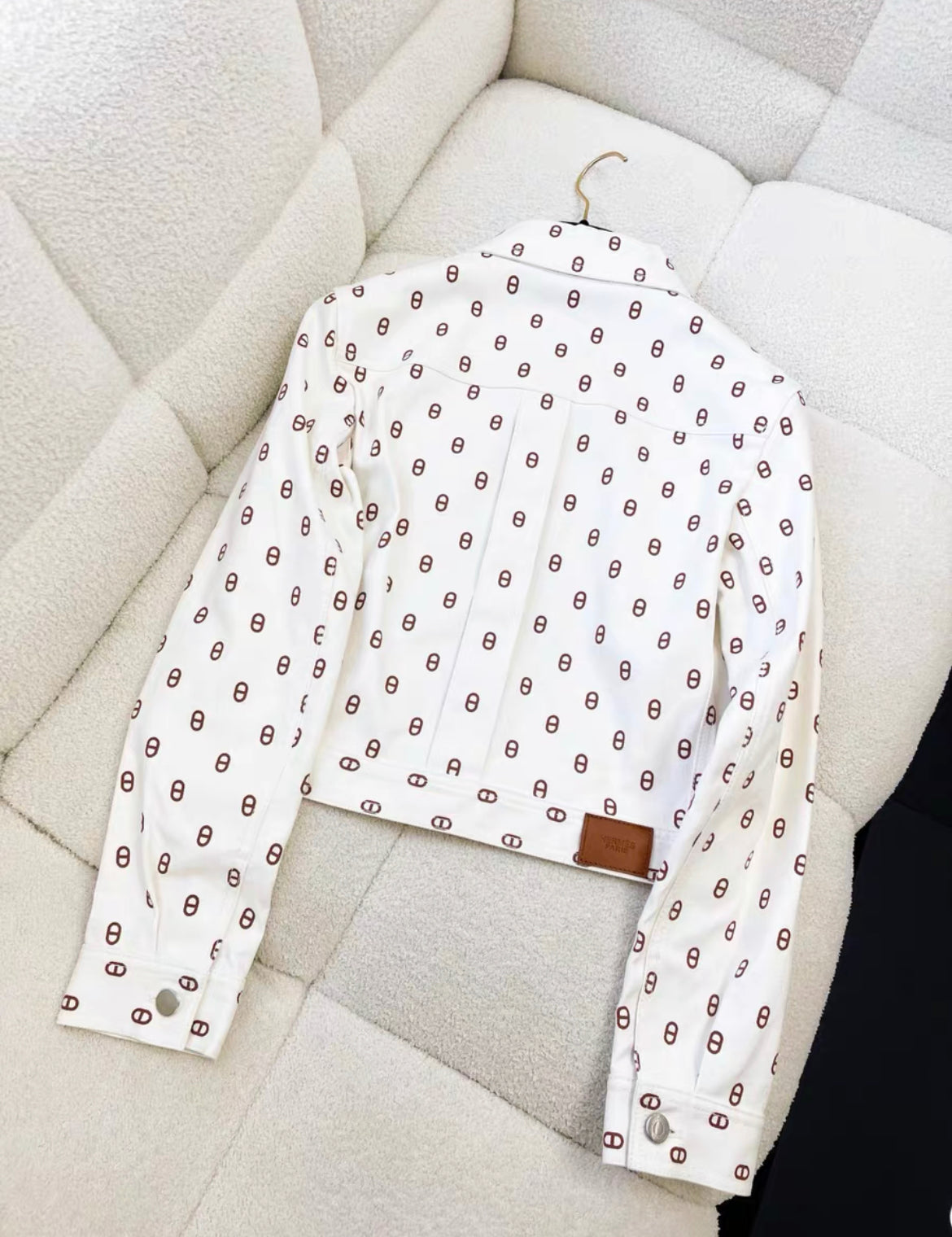 Hermès 23SS Cotton Denim Jacket size 36 Ladies White Chaîne dAncre