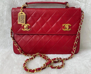 Chanel Vintage Timeless Classic CC Double Turn Lock Bag