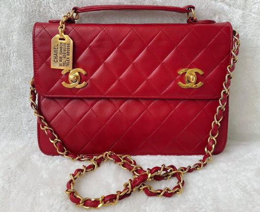 Chanel Vintage Timeless Classic CC Double Turn Lock Bag