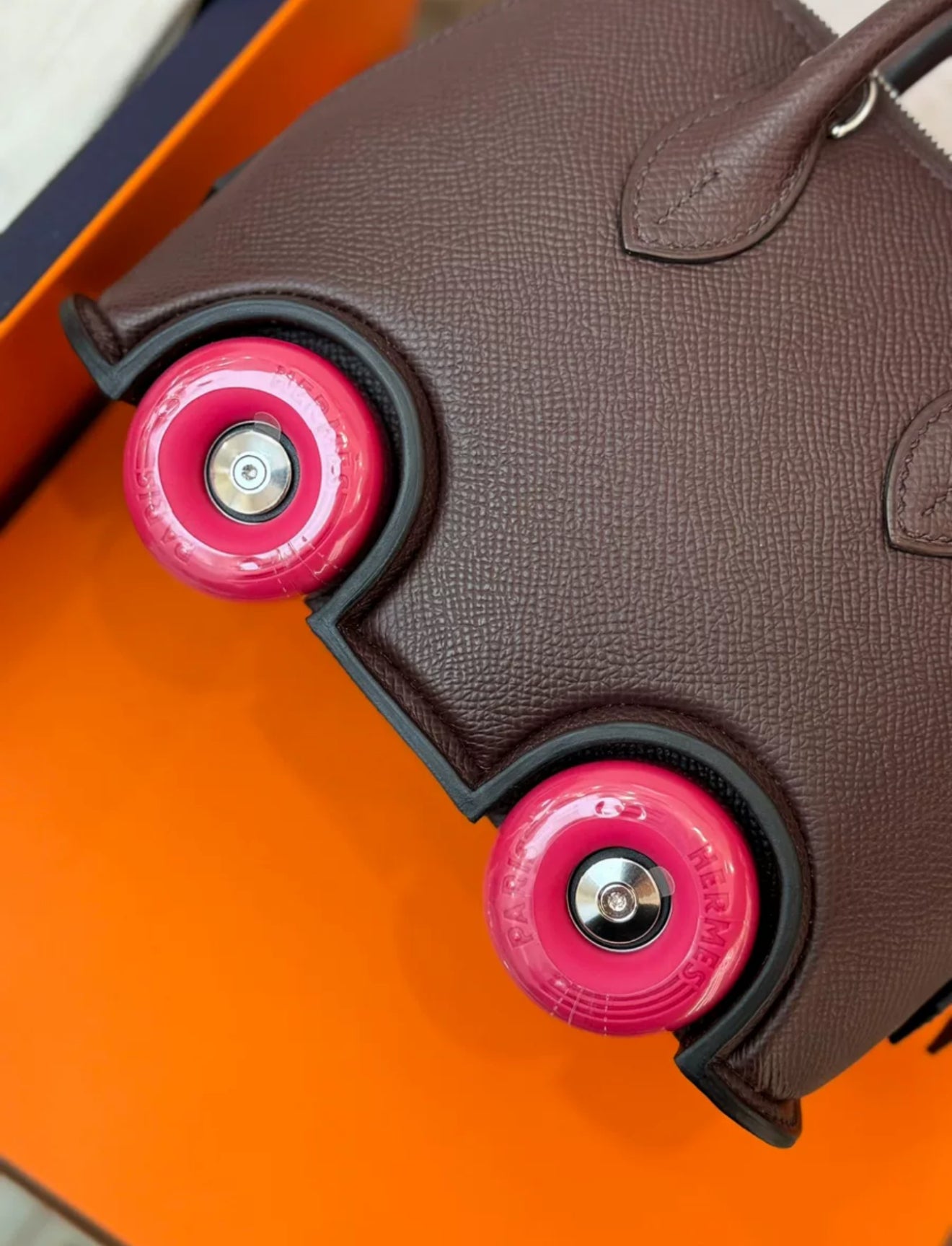 Hermès Limited Edition Bolide On Wheels 1923 Rouge Sellier / Rose Extreme Palladium Hardware