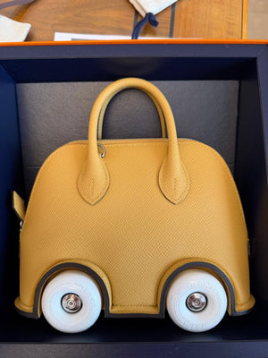 Hermes Mini Bolide On Wheels Paille Epsom Palladium hardware