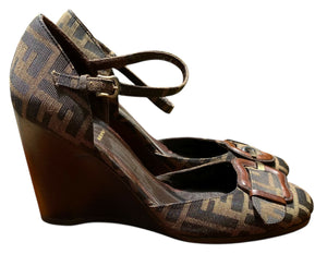 Fendi Zucca FF Logo Canvas DOrsay Pumps Size 40