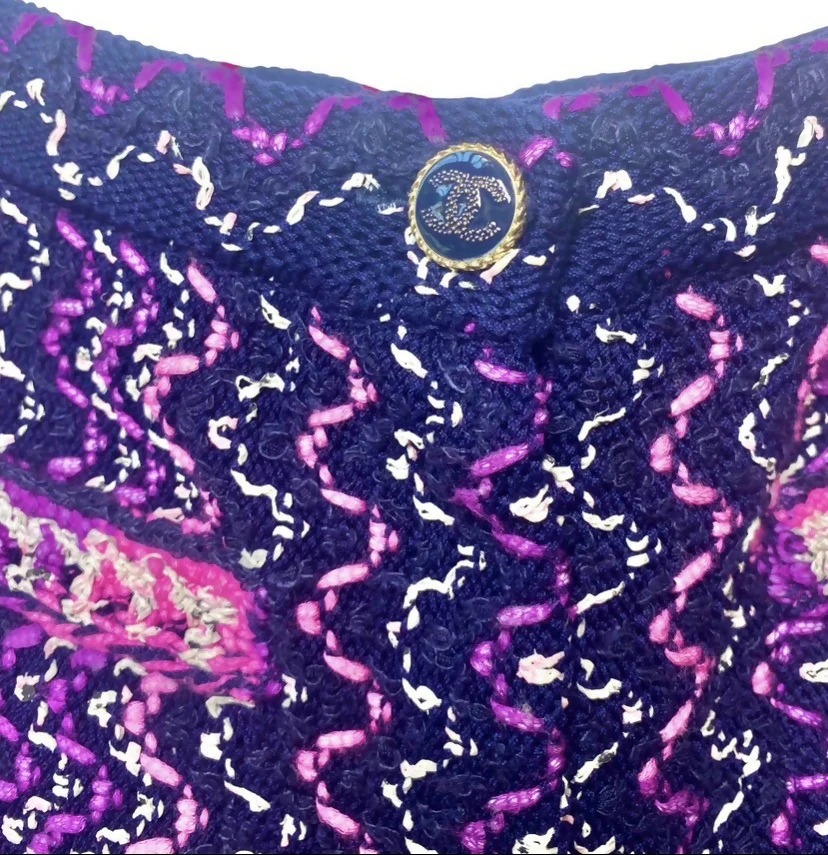 Chanel 21P Tweed Knit Multicolor Fringe Shorts FR 36