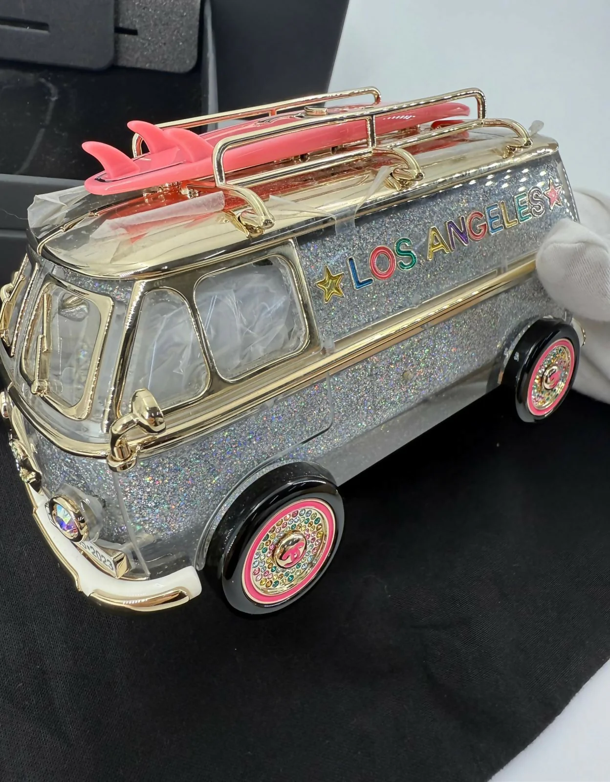 Chanel Cruise 24C Silver Glitter Lucite, Multicolor Rhinestone & Enamel Hollywood Mini Van Minaudière with Light Gold Hardware