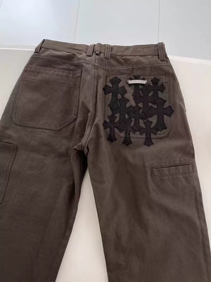 Chrome heart brown cargo pants with cross pattern
