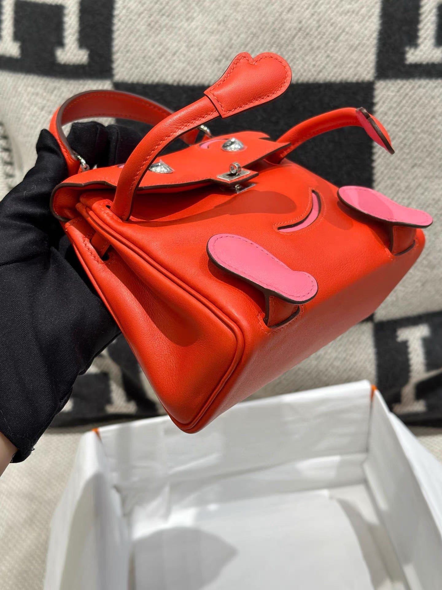 Hermes Kelly Doll capucine  rose azalée Swift leather with palladium hardware
