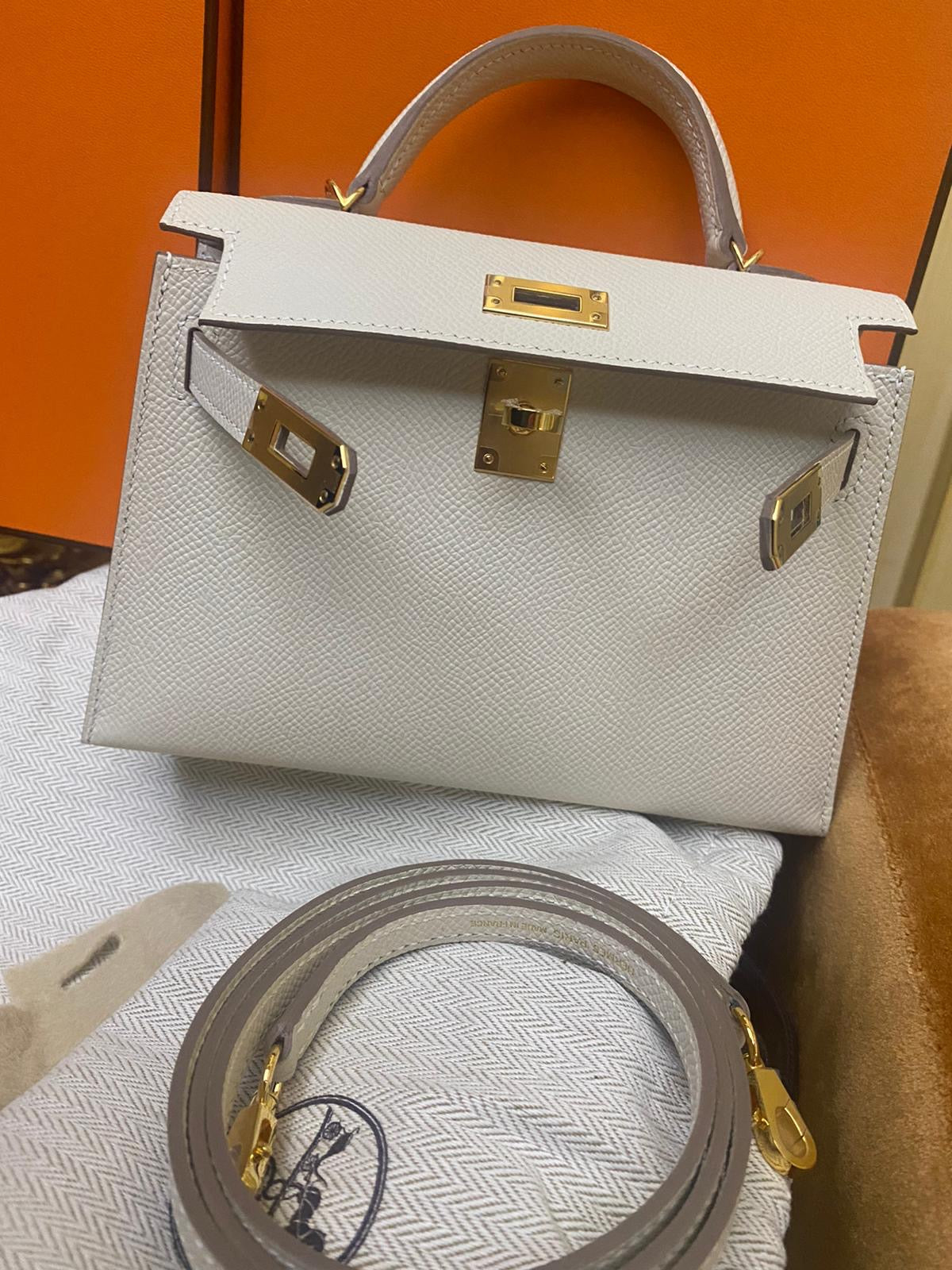 Hermes Mini Kelly Sellier Craie Epsom leather Gold hardware