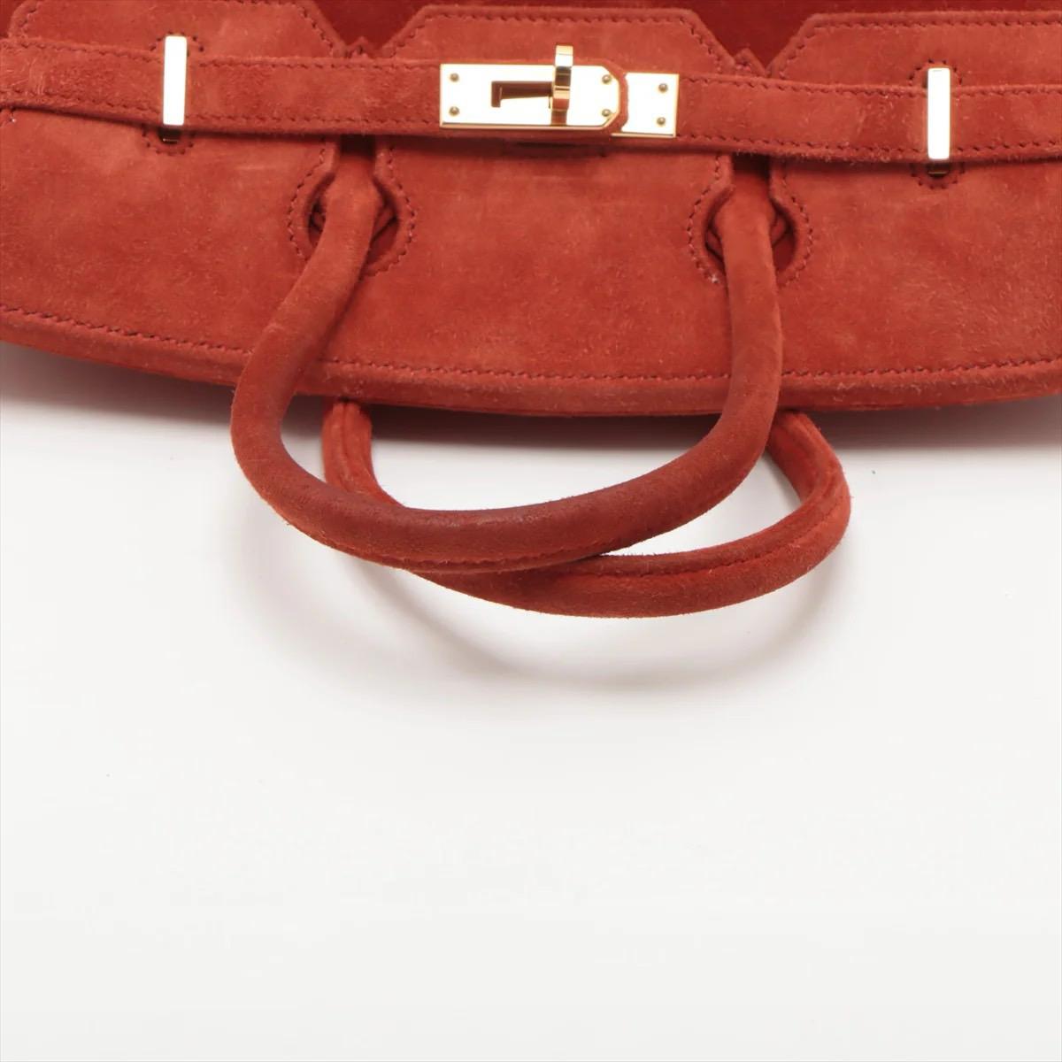 Hermes Birkin 25 Red Doblis Suede Gold Hardware Limited Edition