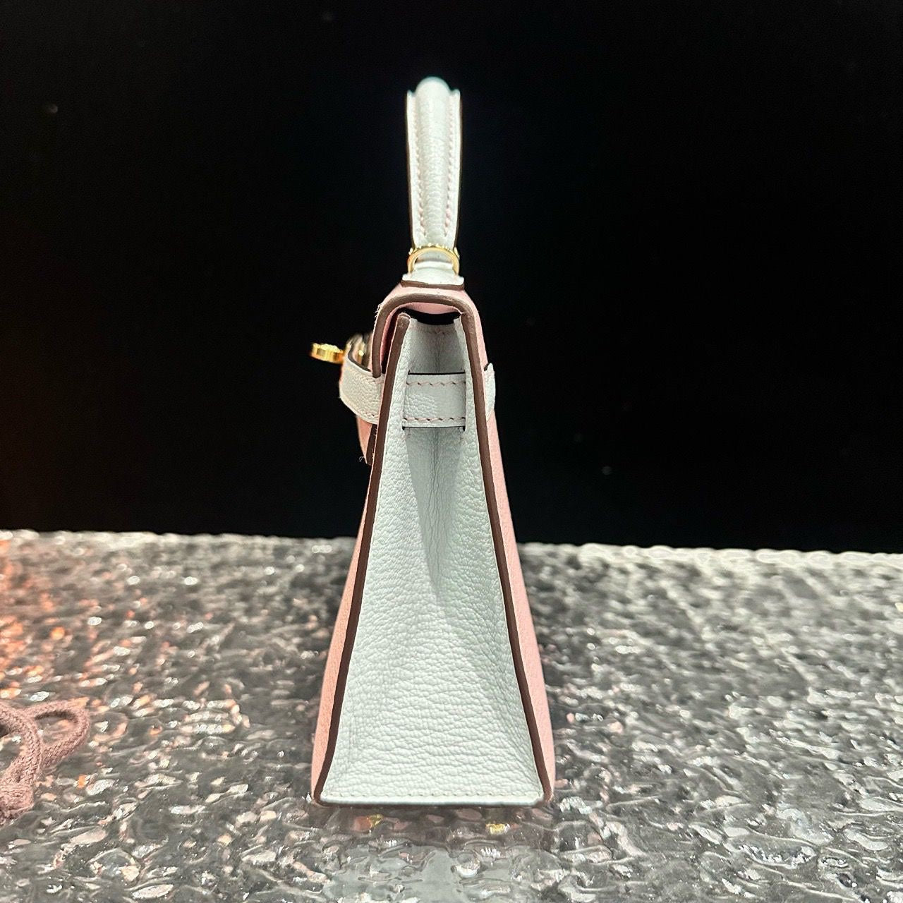 Hermes Mini Kelly II 20 Rose Sakura  Gris Perle Chèvre Gold Hardware