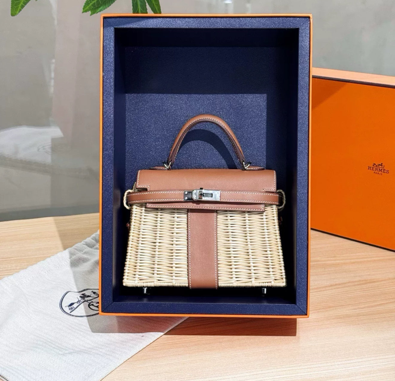 Hermès Kelly 20 Mini Picnic Barenia  Osier Wicker Palladium Hardware
