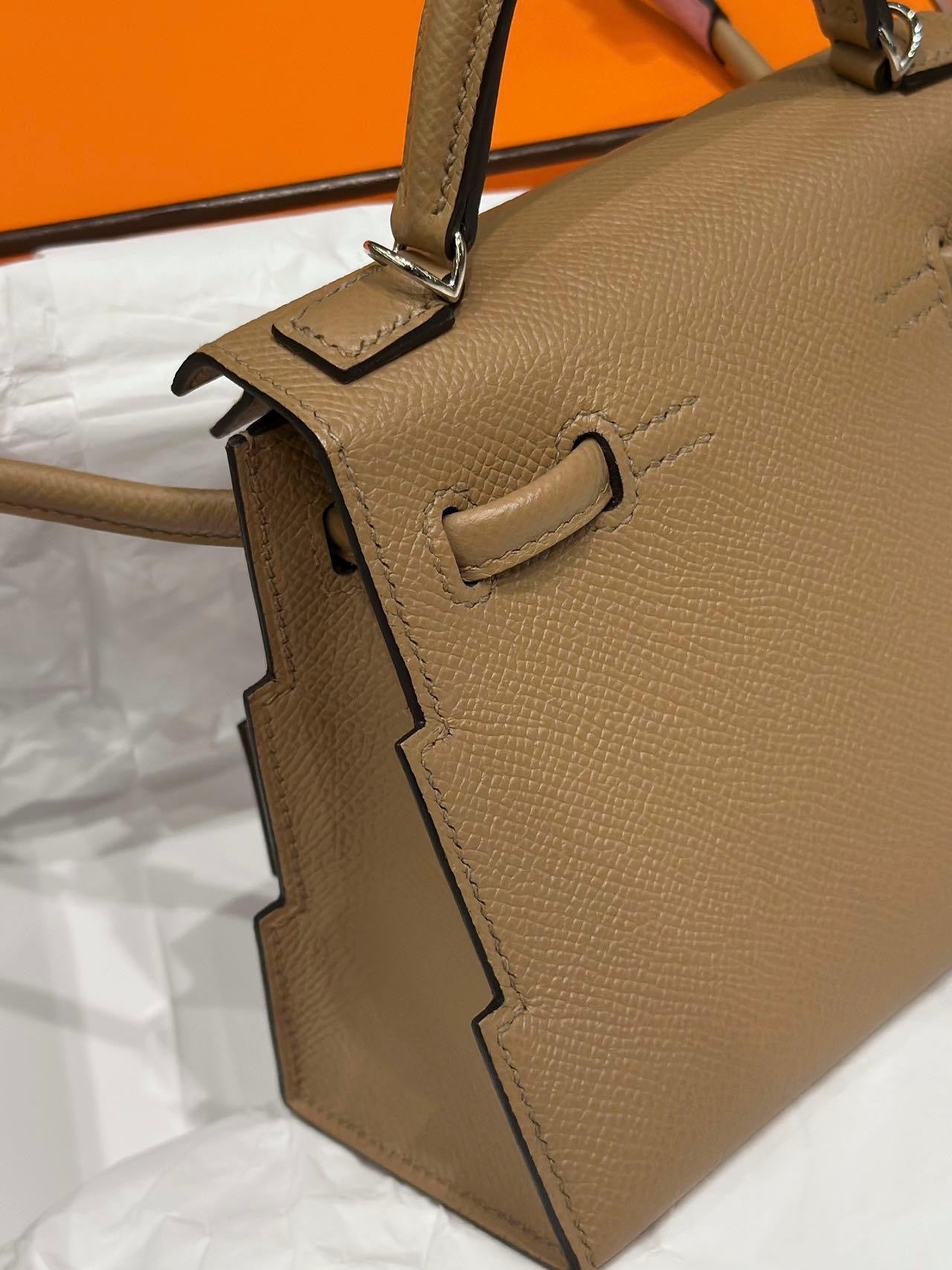 HERMÈS PICTO KELLY DOLL QUELLE IDOLE CHAI, MAUVE SYLVESTRE, BLEU CELESTE AND TERRE BATTUE EPSOM PALLADIUM HARDWARE