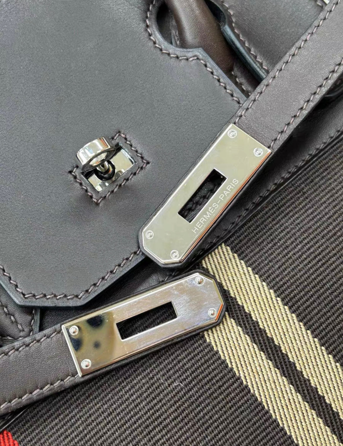 HERMÈS JUMPING BIRKIN 35 MULTICOLOR CANVAS AND EBENE BOX PALLADIUM HARDWARE