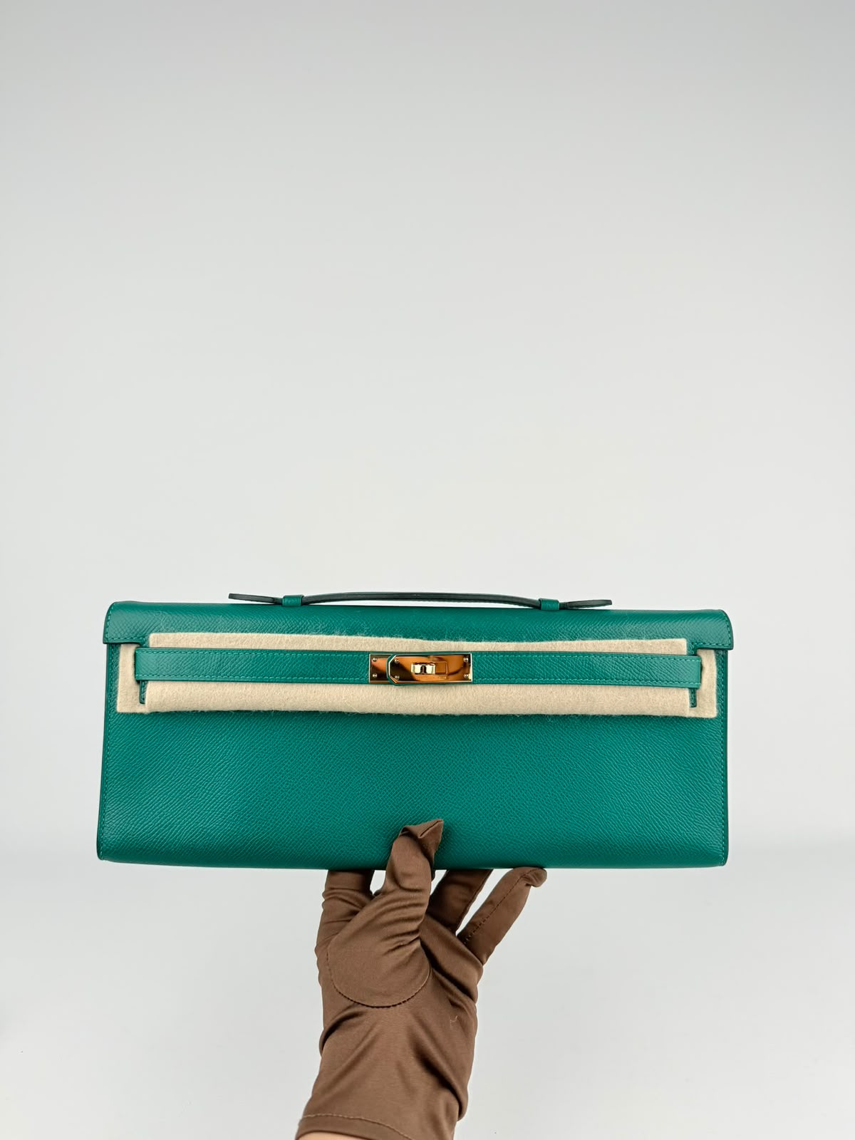 Hermes Kelly Cut Malachite Epsom Gold Harwdare