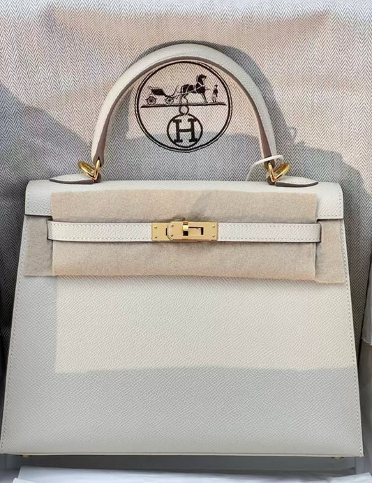 Hermès Kelly 25 Craie Epsom Leather Gold Hardware