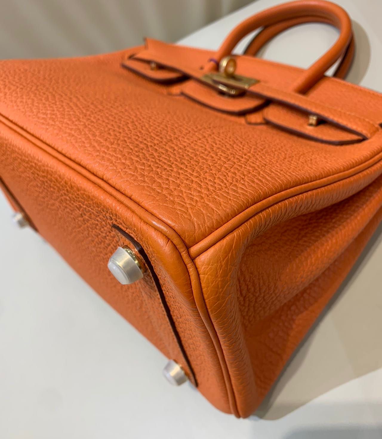 Hermes Birkin 25 Orange Togo Leather Gold Hardware