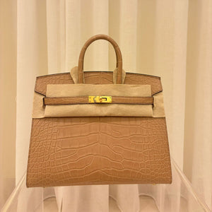 Hermes Birkin 25 Sellier Chai Matte Alligator Gold hardware