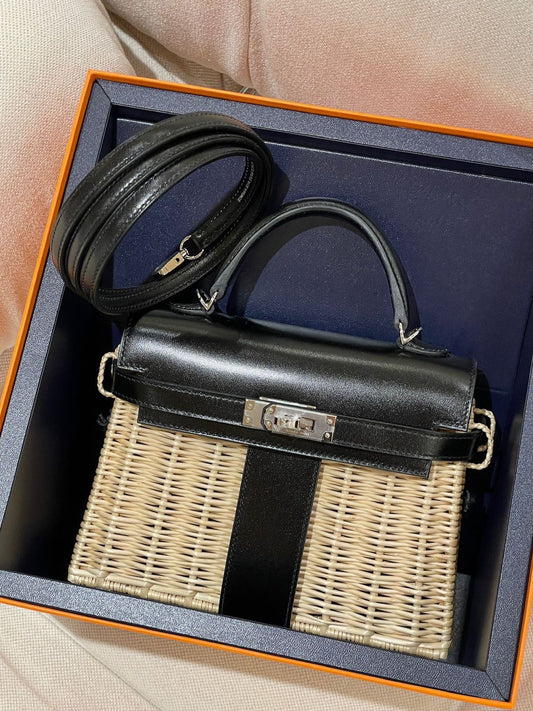 Hermès Kelly Mini Picnic Black Swift Leather Palladium Hardware