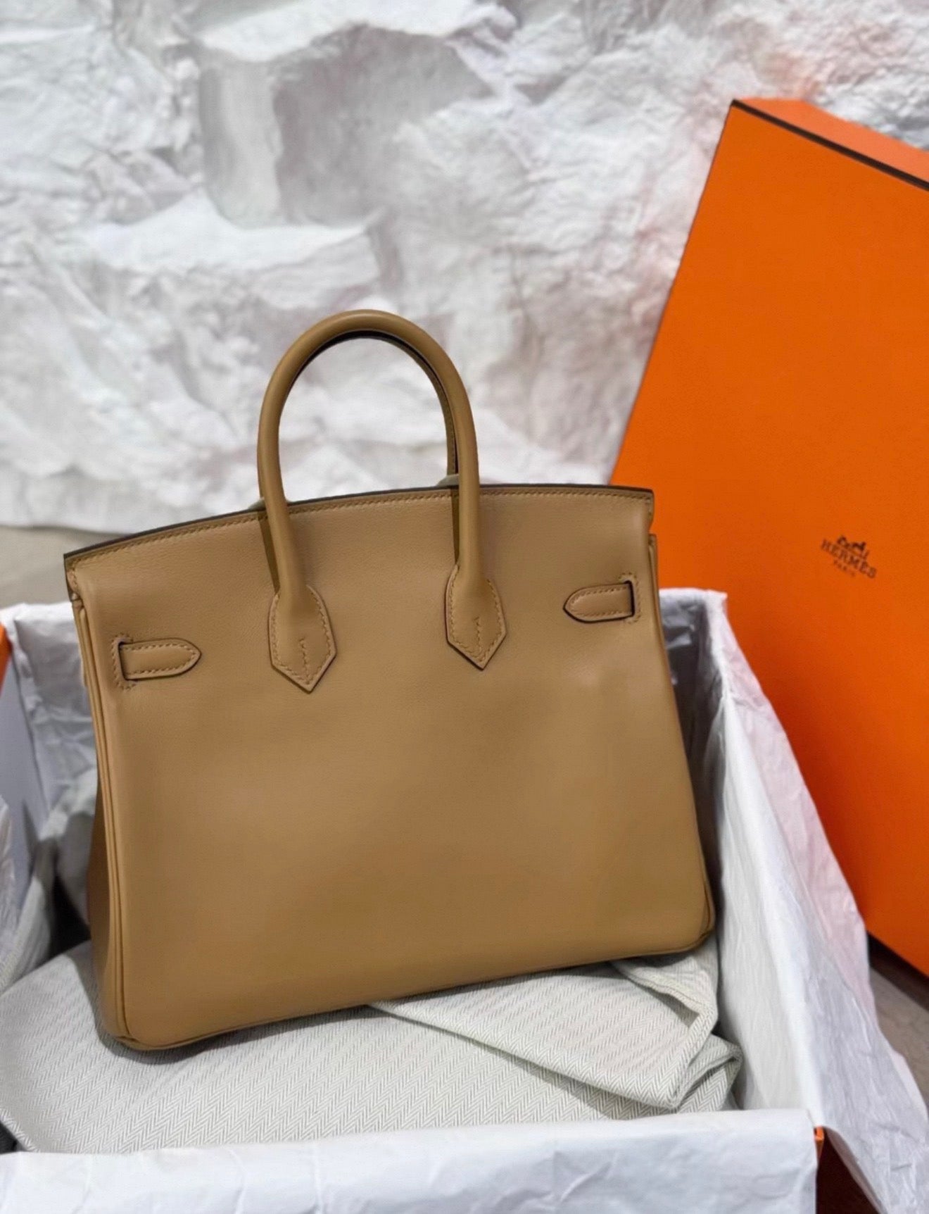 Hermès Birkin 25 Biscuit Swift In and Out Palladium Hardware