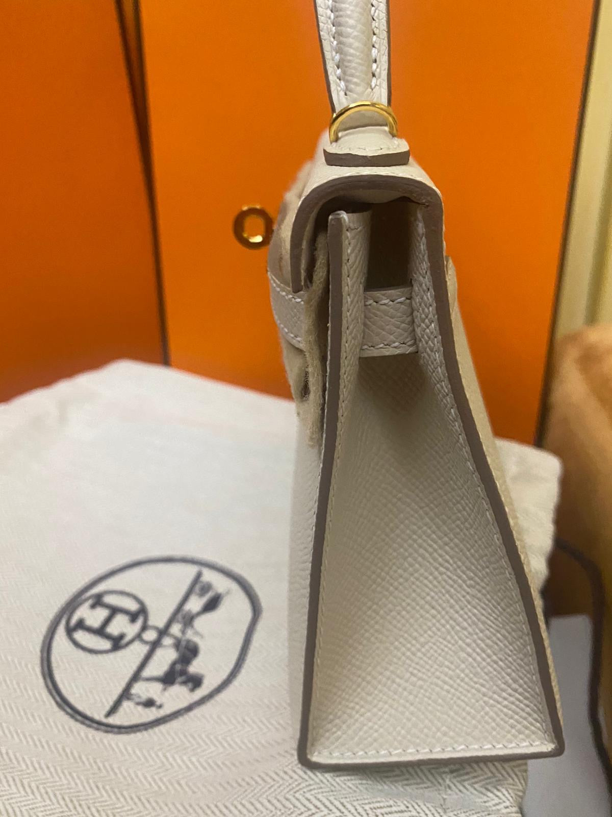 Hermes Mini Kelly Sellier Craie Epsom leather Gold hardware