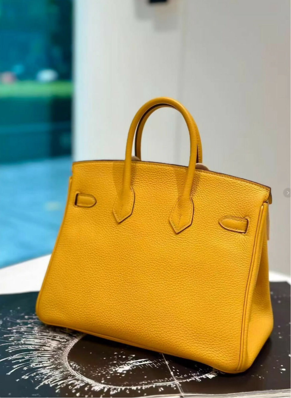 Hermes Birkin 25 9D Jaune ambre Togo Leather Gold Hardware