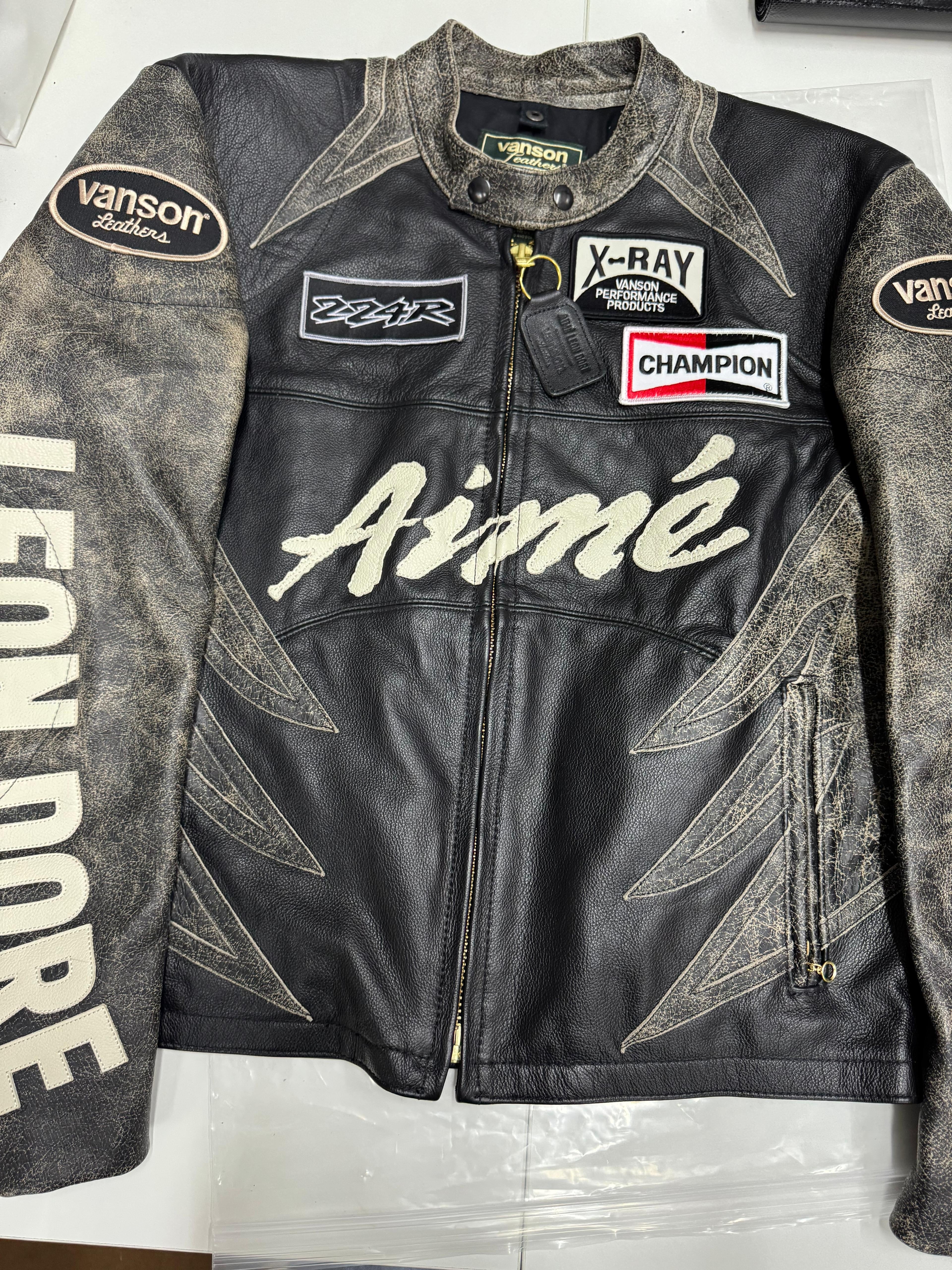 Aimé Leon Dore/ Vanson distressed Leather Moto Jacket - size M