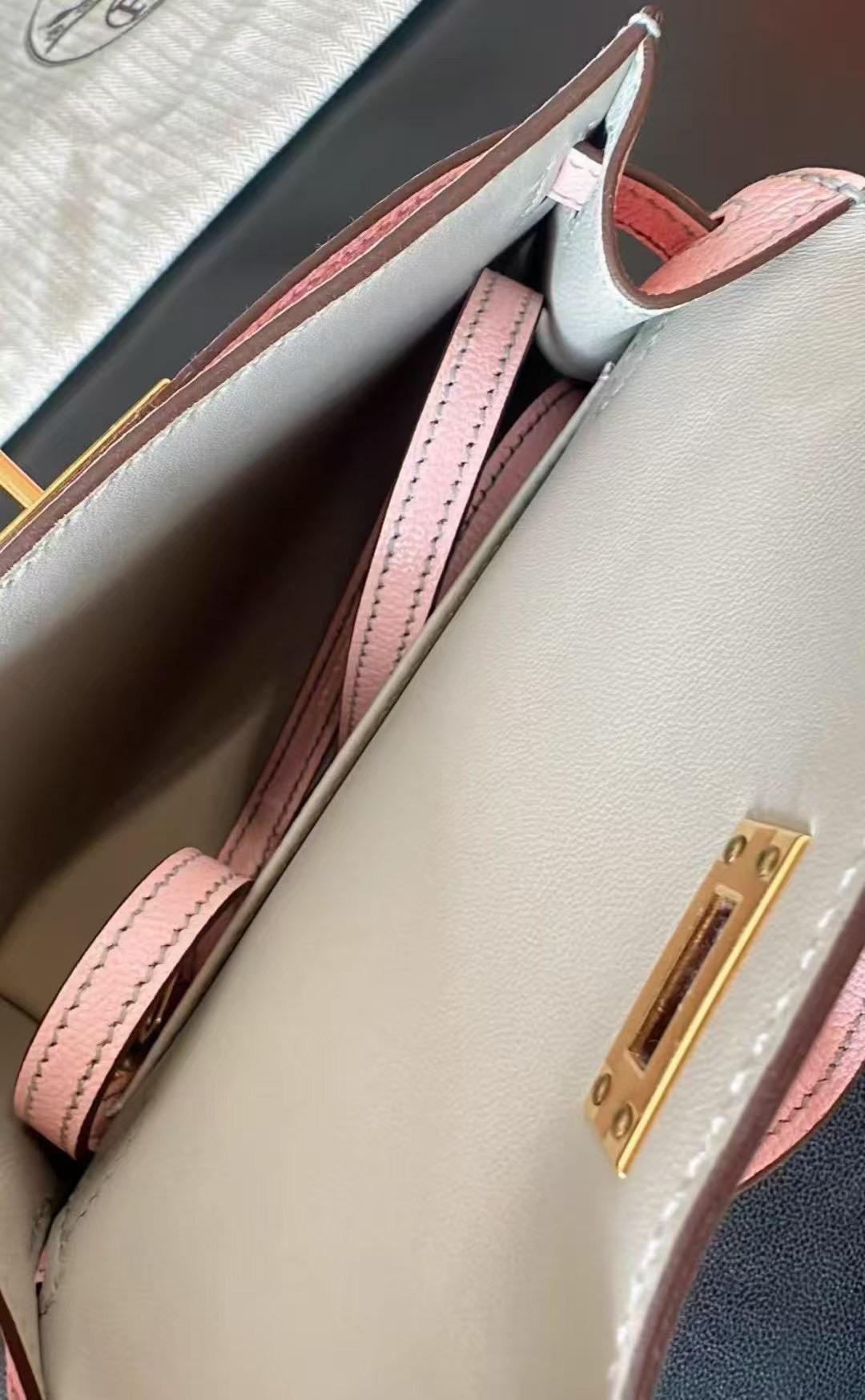 Hermès Mini Kelly Rose Sakura Chèvre Leather Gold Hardware