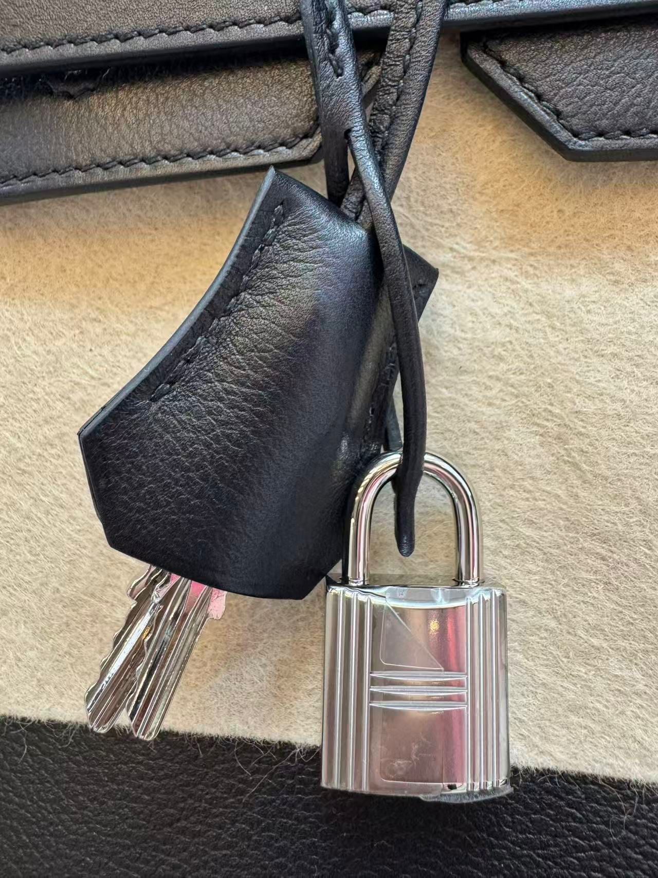 Hermès Birkin 35 Sellier Black Anate Fringe Evercolor leather Palladium Hardware