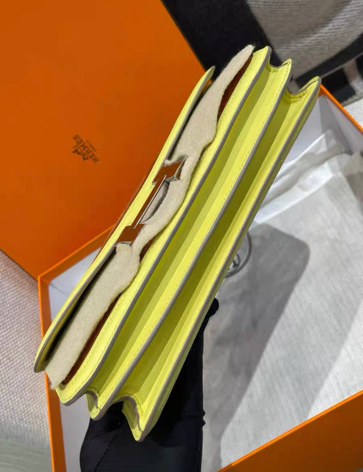 Hermès Elan Orange/Yellow Doblis Palladium Hardware
