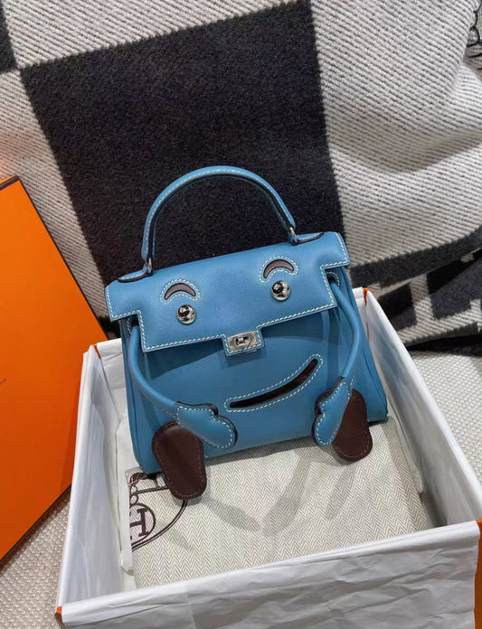 Hermès Kelly doll blue denim swift leather palladium hardware