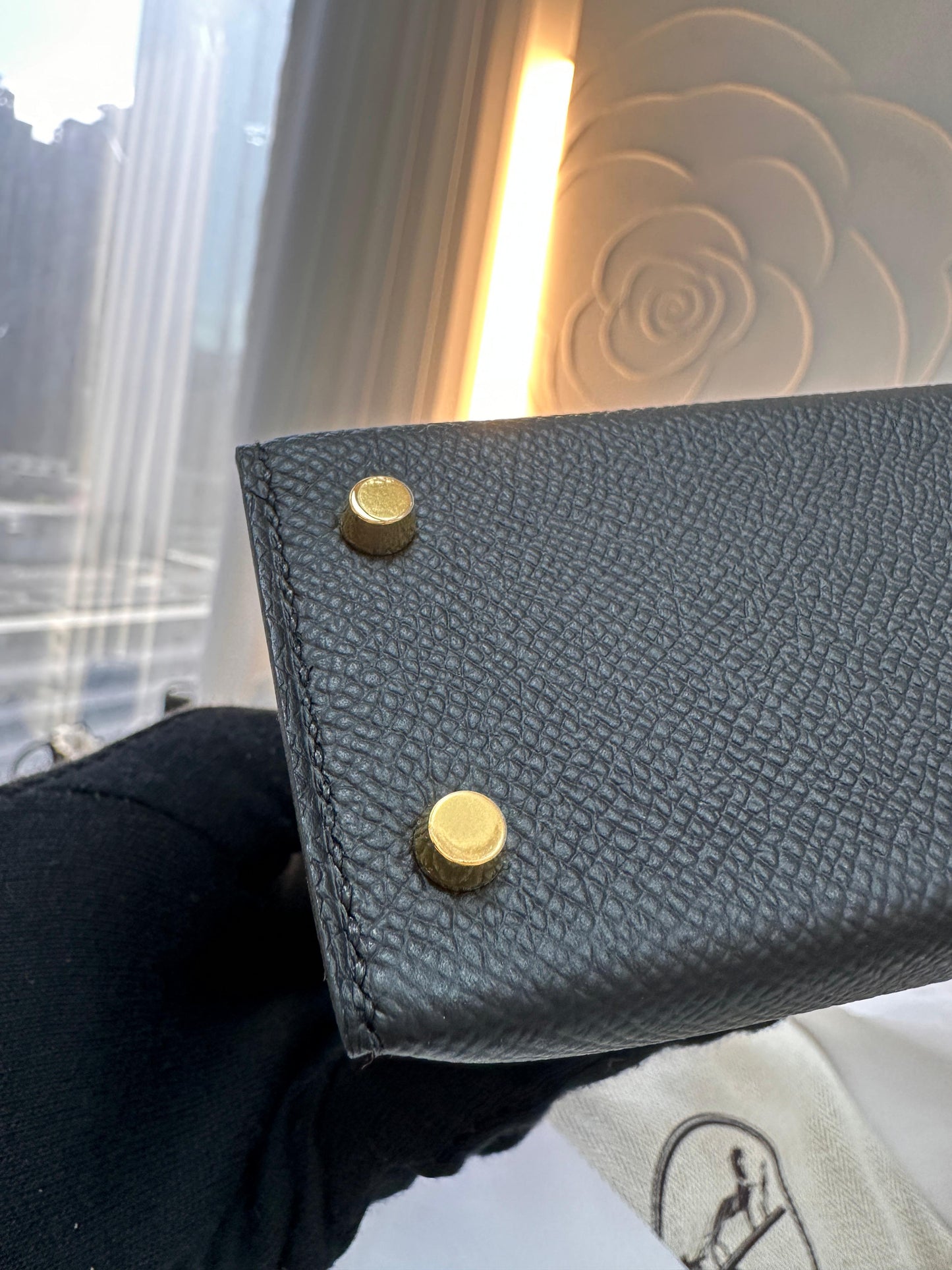 Hermès Kelly Black Epsom Mini Gold Hardware