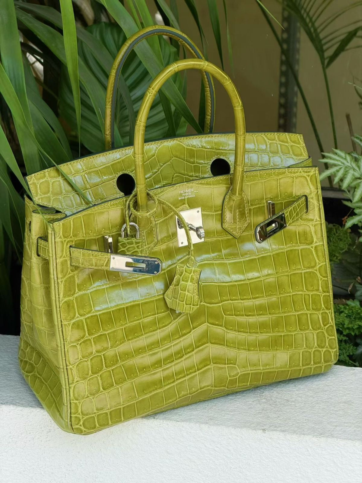 Hermès Birkin 30 Vert Anis Shiny Niloticus Palladium hardware