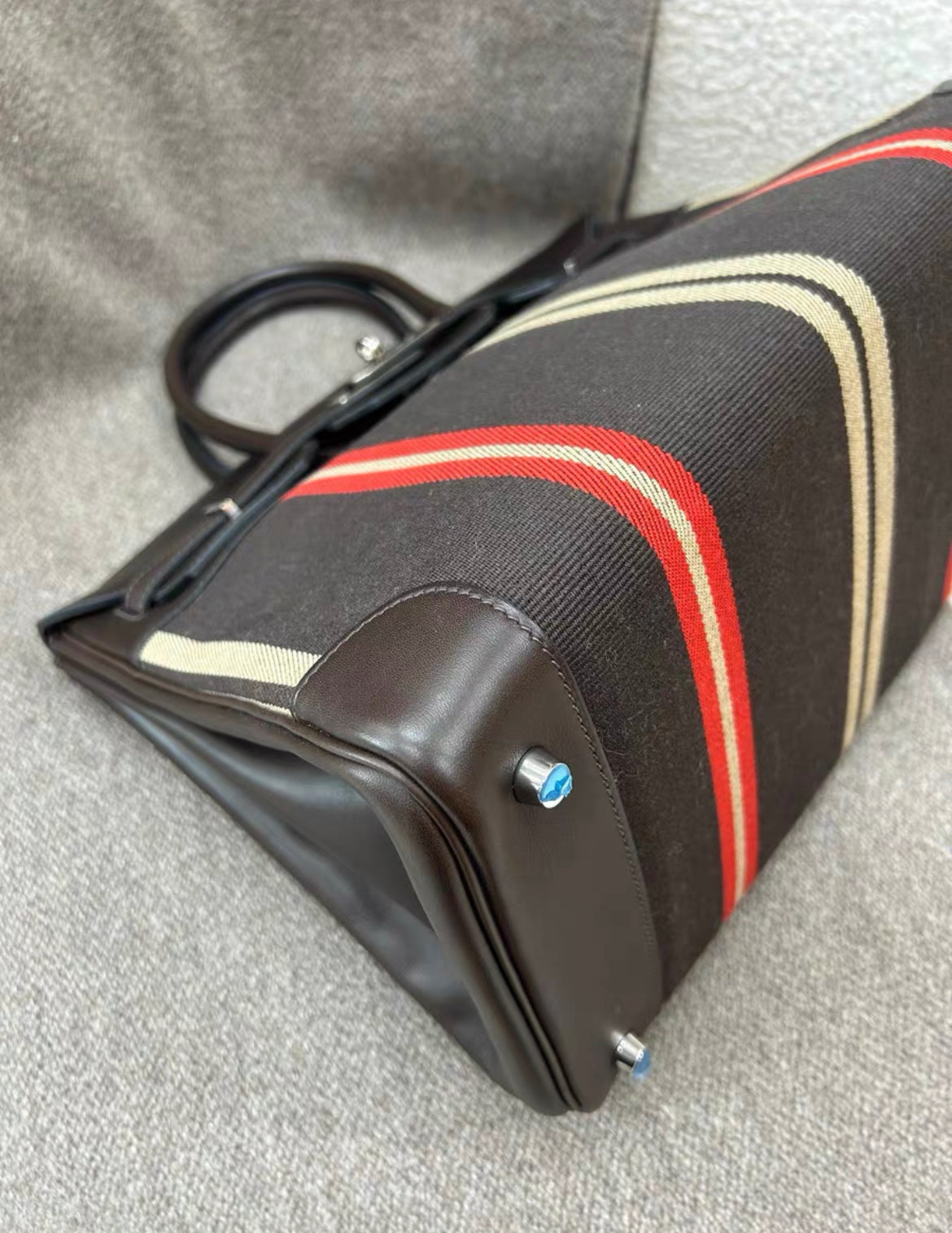 HERMÈS JUMPING BIRKIN 35 MULTICOLOR CANVAS AND EBENE BOX PALLADIUM HARDWARE