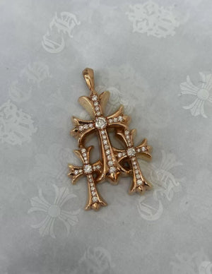 CHROME HEARTS TRIPLE CH CROSS DIAMOND PENDANT
