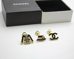 Chanel Vintage 02A Enamel Three-piece Hat Clothing CC Brooch