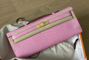Hermès Kelly Cut 5P Pink Bubblegum alligator leather Gold Hardware