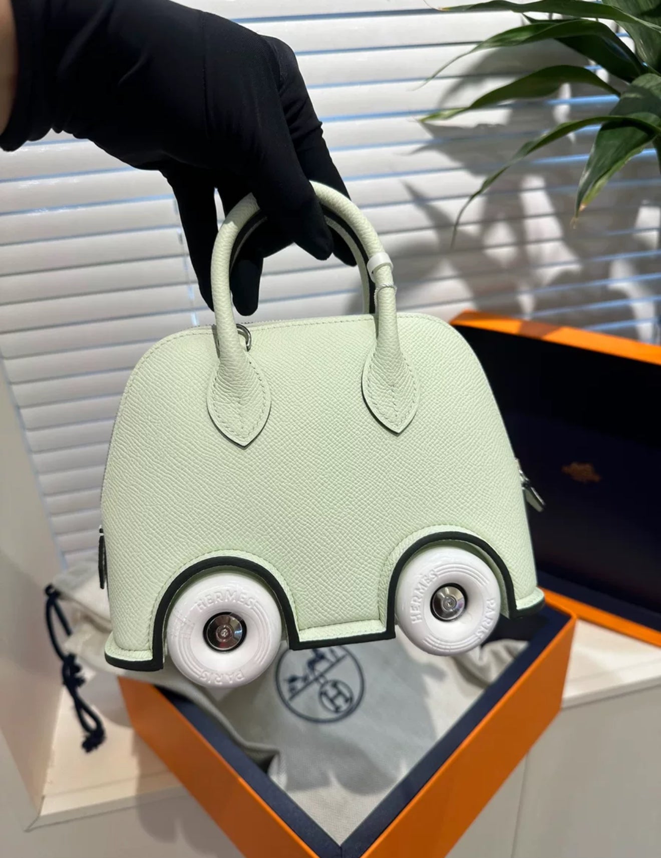 HERMES Epsom Mini 1923 Bolide On Wheels Vert Fizz
