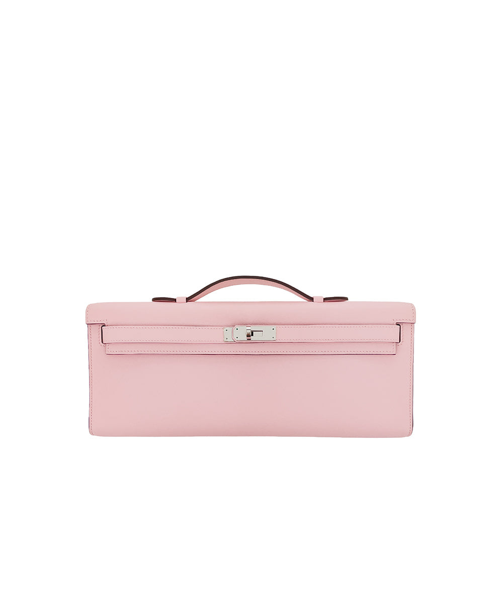 Hermès Kelly cut Pink Rose Sakura Swift Leather Palladium Hardware