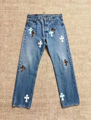 Chrome Hearts St. Barth Limited Edition Light Blue Levis Jeans