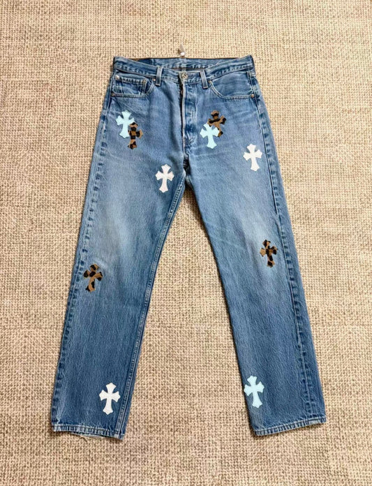 Chrome Hearts St. Barth Limited Edition Light Blue Levis Jeans