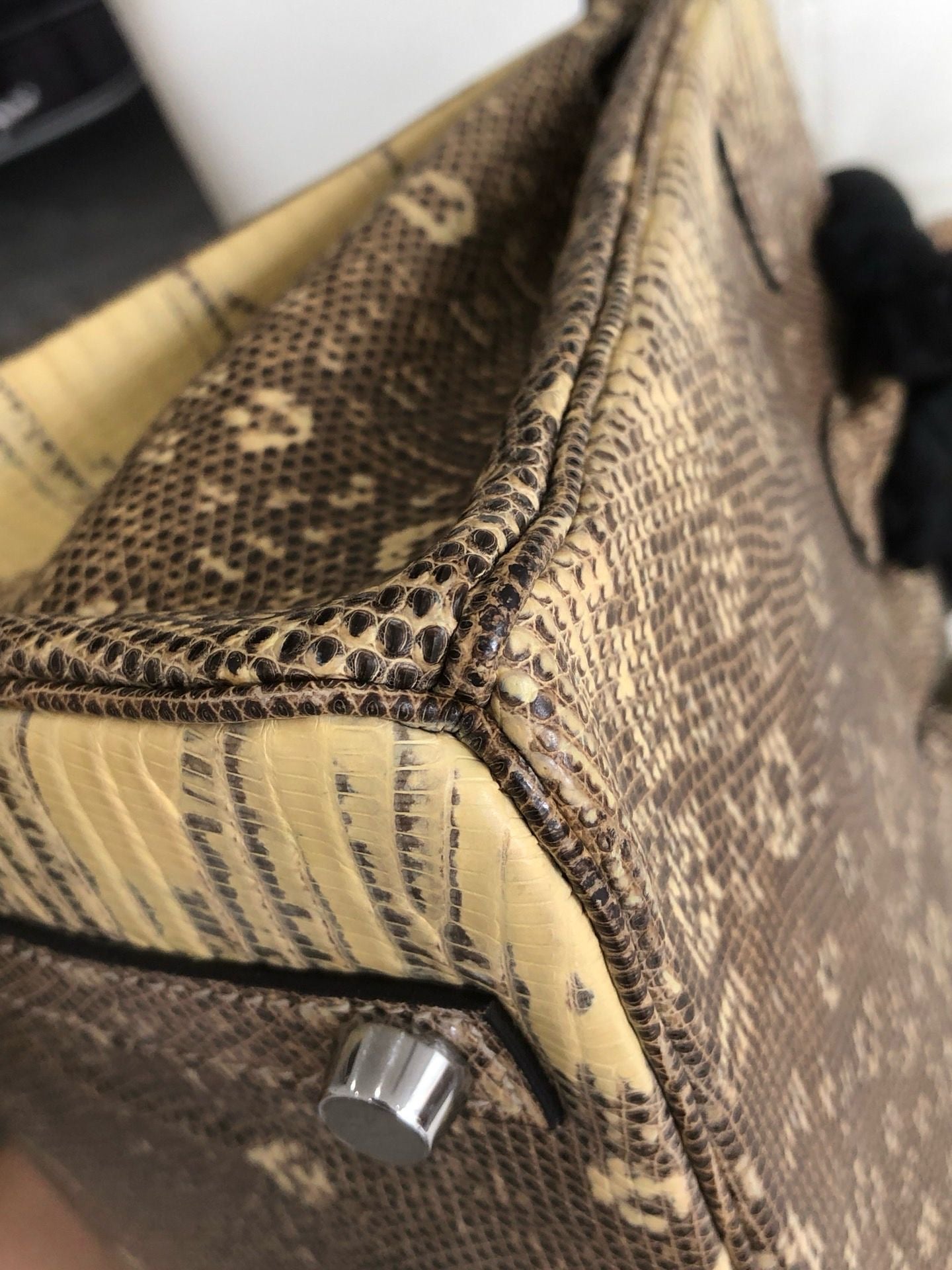 Hermès Birkin 25 Ombre Varanus Salvator Lizard Palladium Hardware