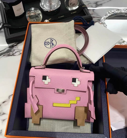 Hermès Kelly Doll "Picto" Quelle Idole Mauve Sylvestre, Lime, Nata  Chai Epsom Palladium Hardware