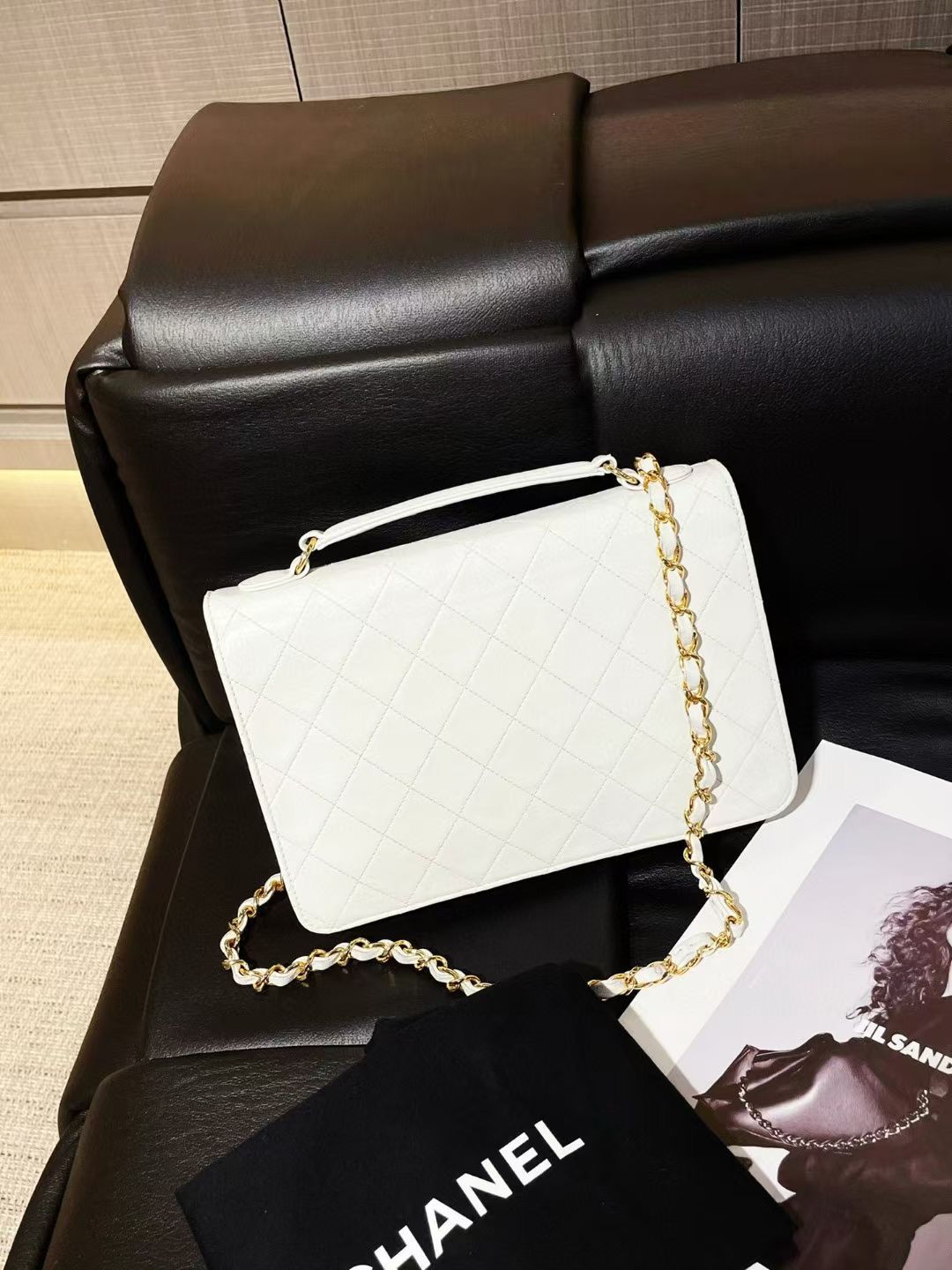 Chanel Vintage Timeless Classic CC Double Turn Lock Bag White