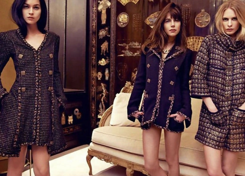 Iconic Chanel 11A Paris-Byzance Multicolor Gold Metallic Wool Tweed Coat FR 44