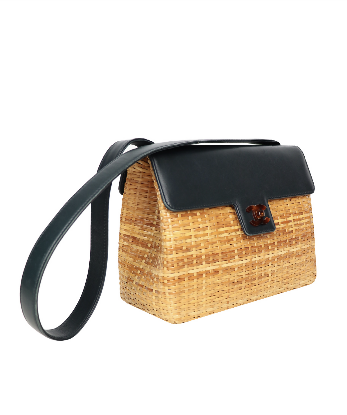 Chanel Vintage 1998 Calfskin Rattan Basket Flap Bag