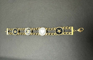 Chanel Vintage 01P Gold-plated Enamel Star Heart Coin Bracelet