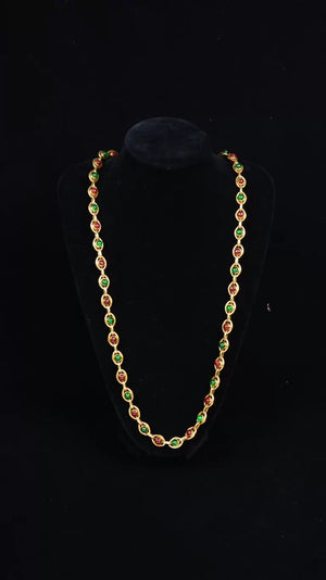 Chanel Red and Green Glass Long Necklace